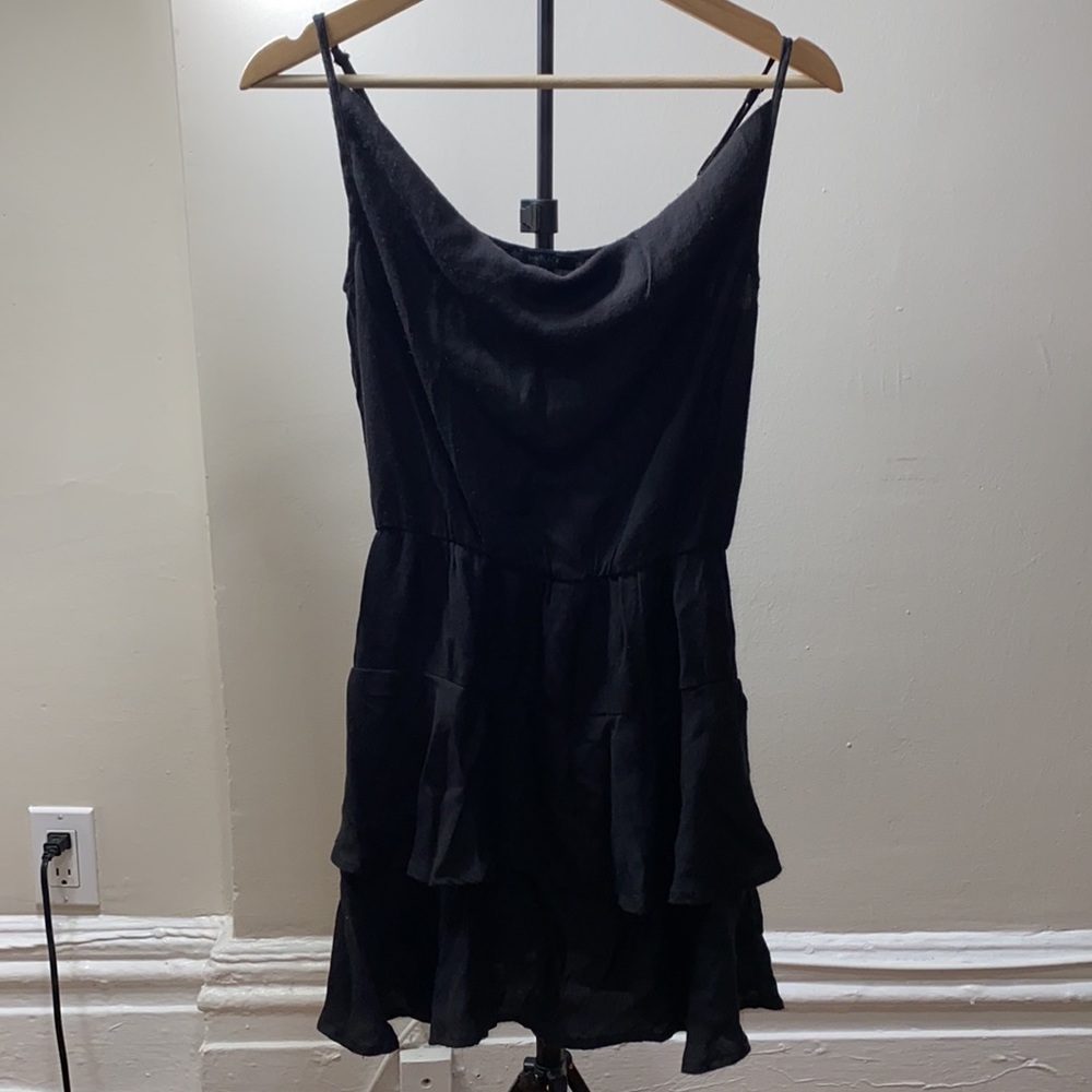 Bobi Black Boho Woven Mini Dress